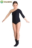 BODY DANZA LYCRA MONOSPALLA MANICA TRE QUARTI NERO BAMBINA